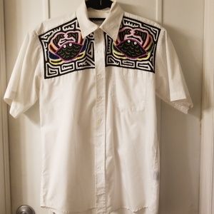 Panama hand stitched mola button up